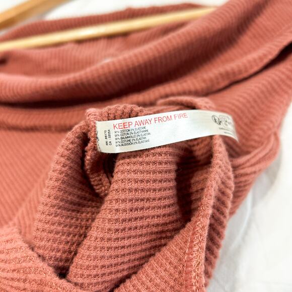 NWOT Free People Intimately Autumn Cozy Ribbed Off Shoulder Bodysuit Rust Small - Picture 5 of 6